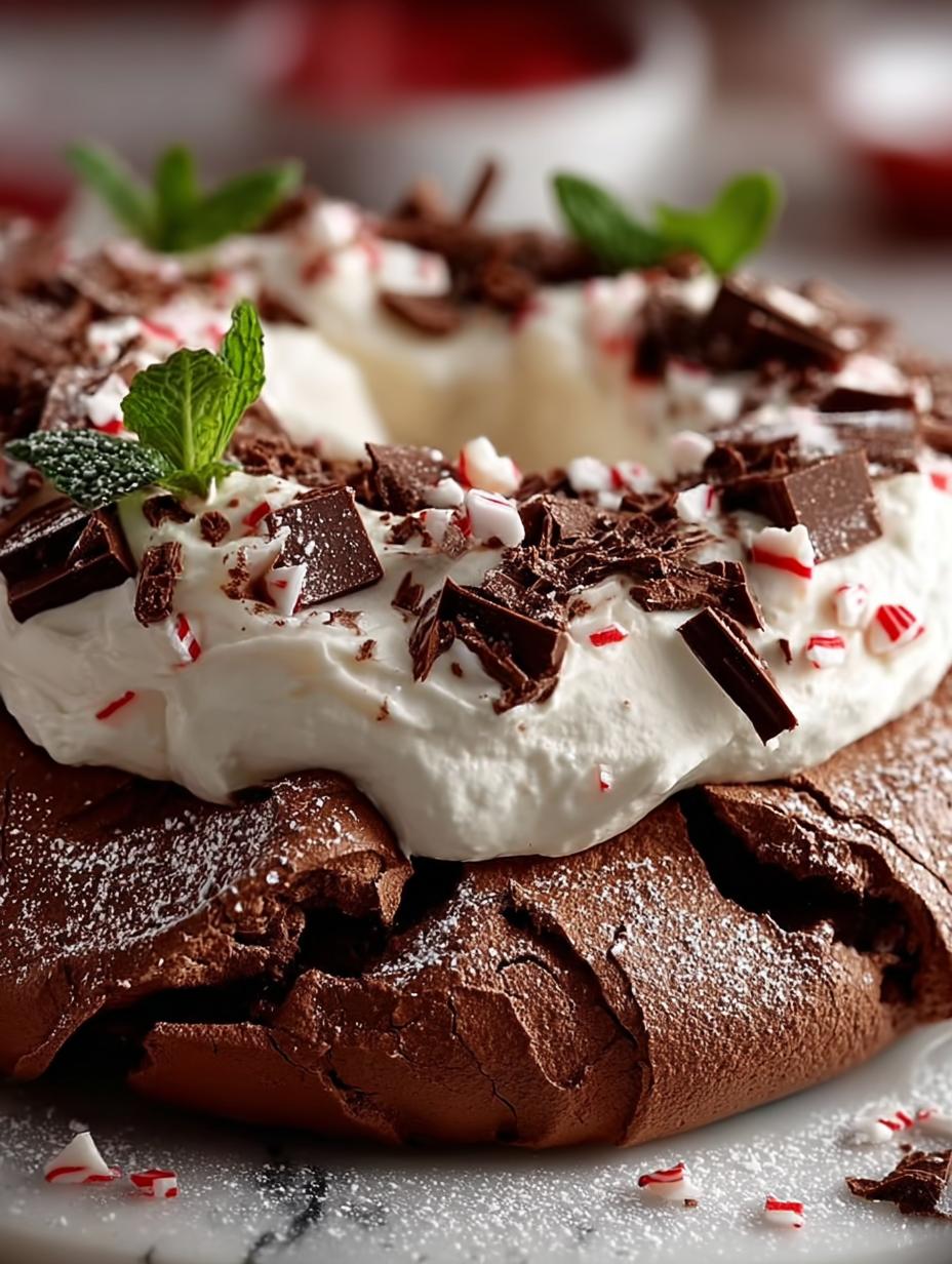 Chocolate Peppermint Christmas Pavlova
