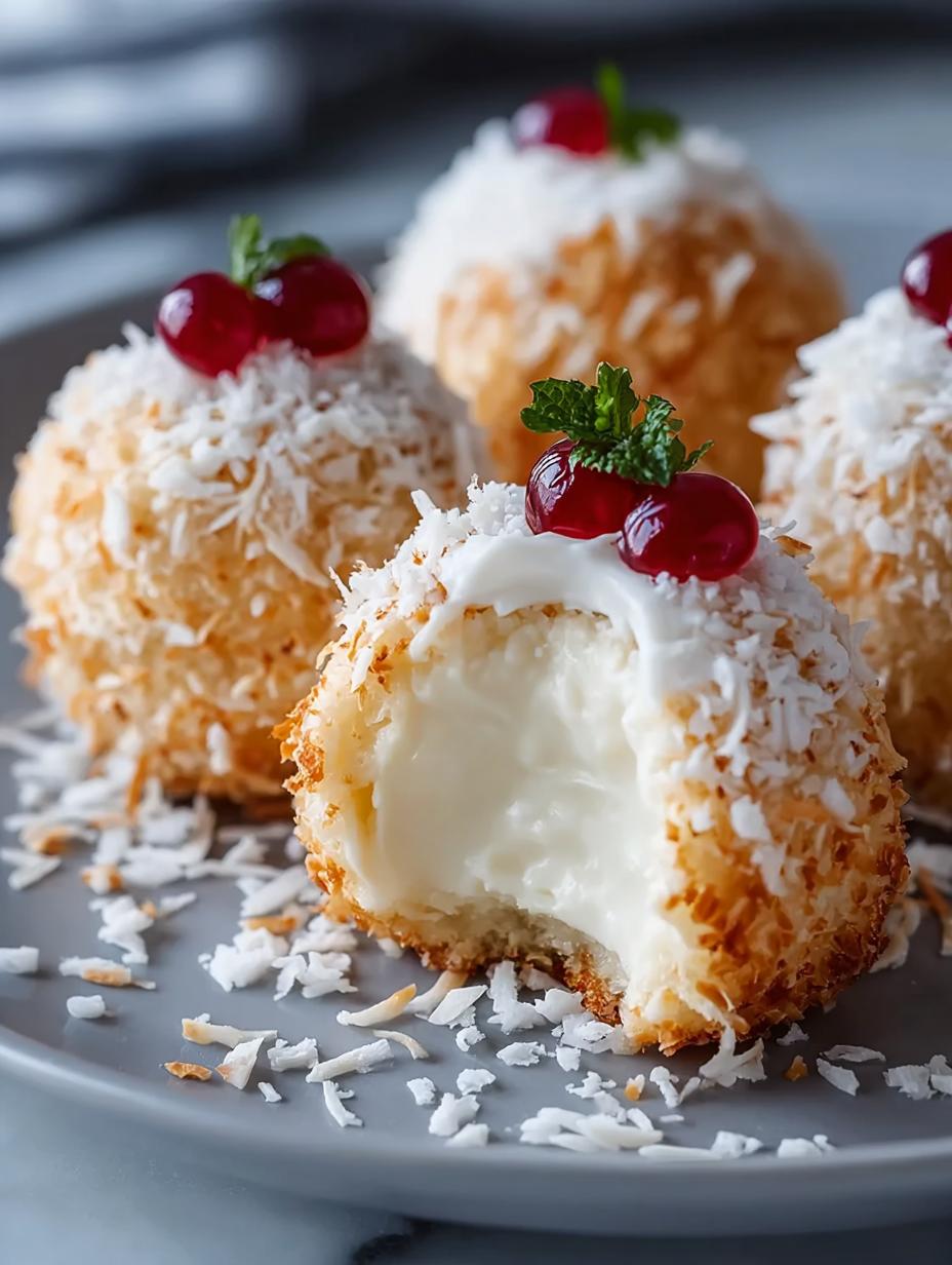 Coconut Snowball Cheesecake Bites