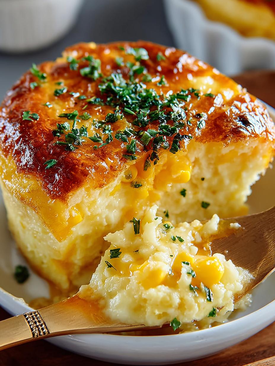Irresistible Corn Souffle fresh from the oven, ready to serve