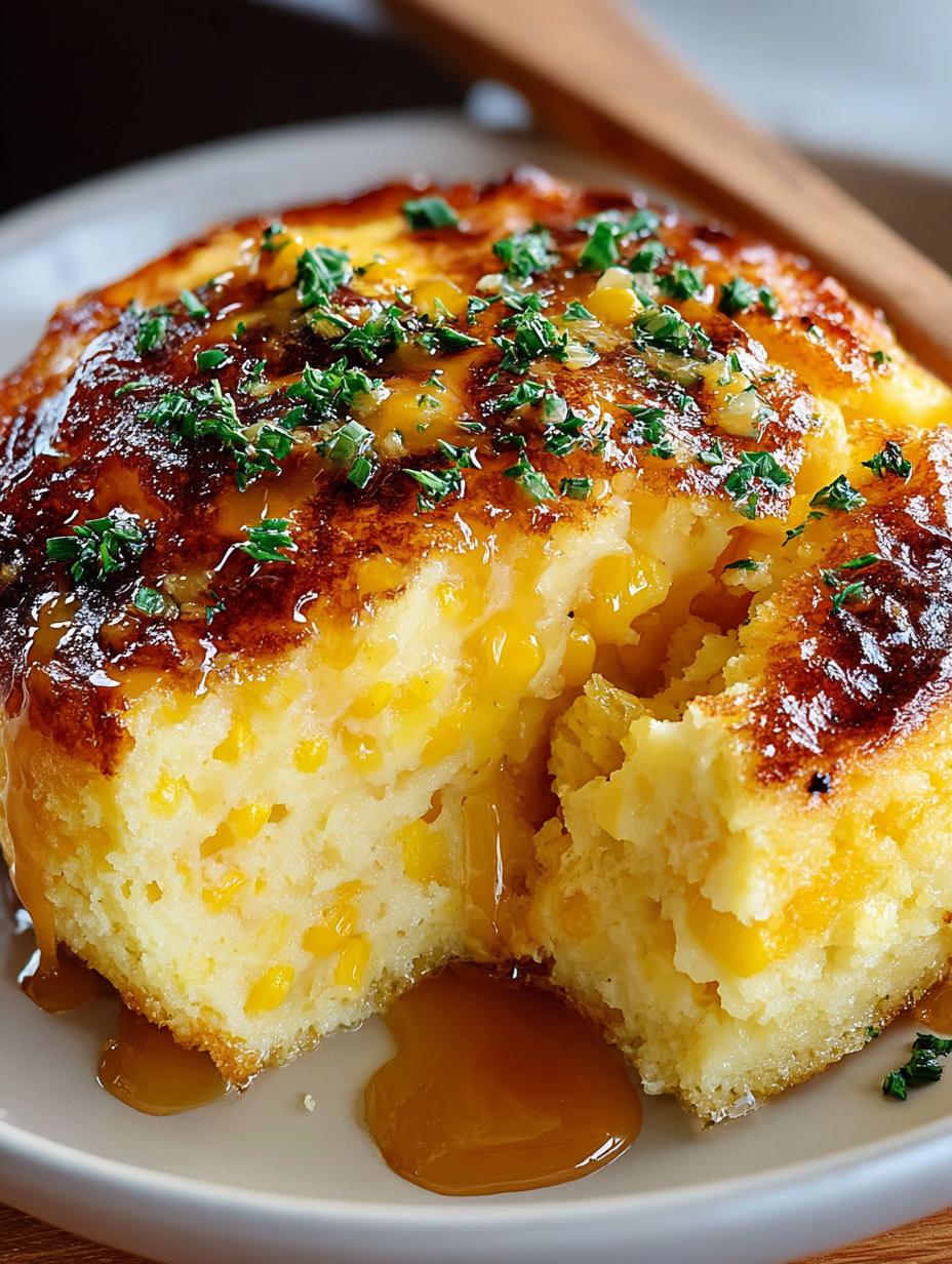 Delicious Corn Souffle served warm, showcasing its fluffy texture