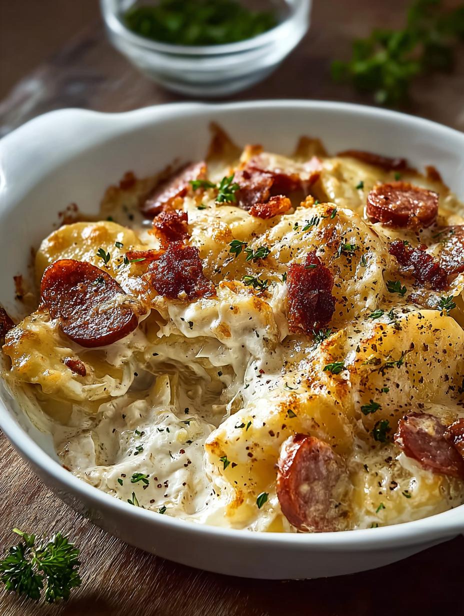 Crockpot Pierogi Casserole with Kielbasa Delight - Crockpot Pierogi Casserole with - additional detail