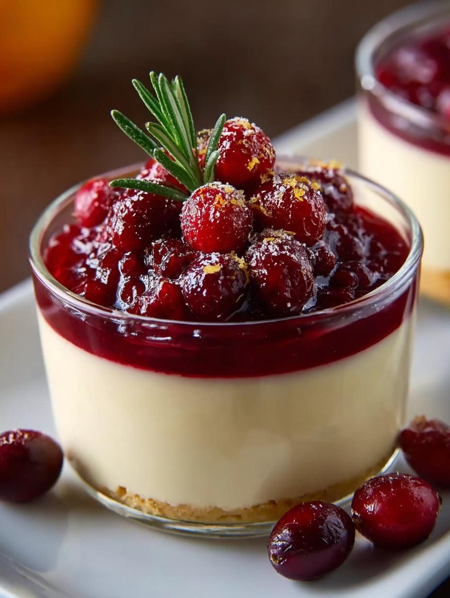 Eggnog Panna Cotta with Spiked Cranberry Sauce Delight - Eggnog Panna Cotta with - additional detail
