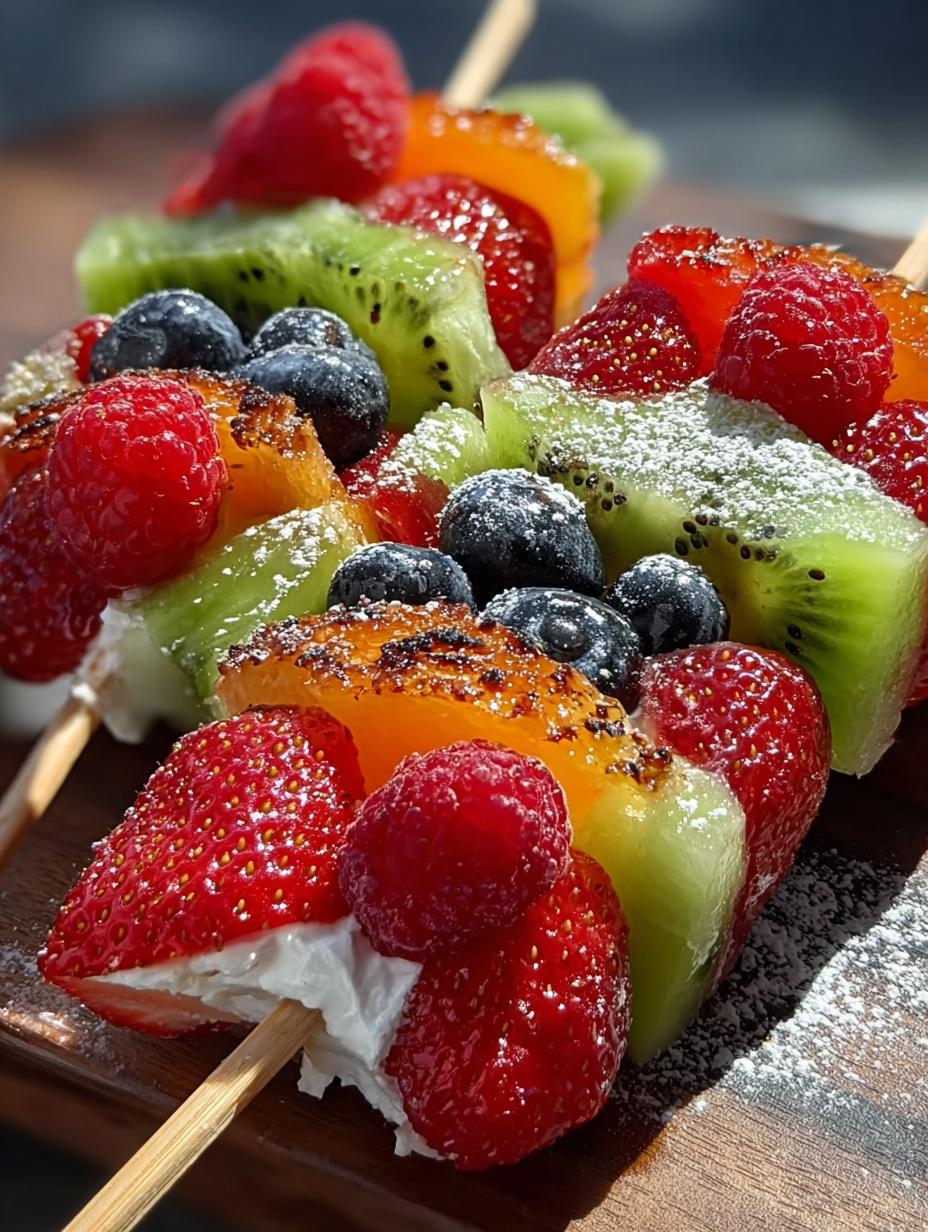 Fresh Rainbow Fruit Kabobs with Fluffy Marshmallow Clouds - Fresh Rainbow Fruit Kabobs - additional detail