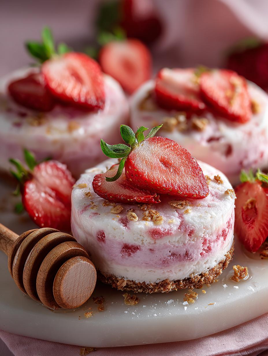 Ingredients for Frozen Strawberry Yogurt Cookies laid out on a kitchen counter