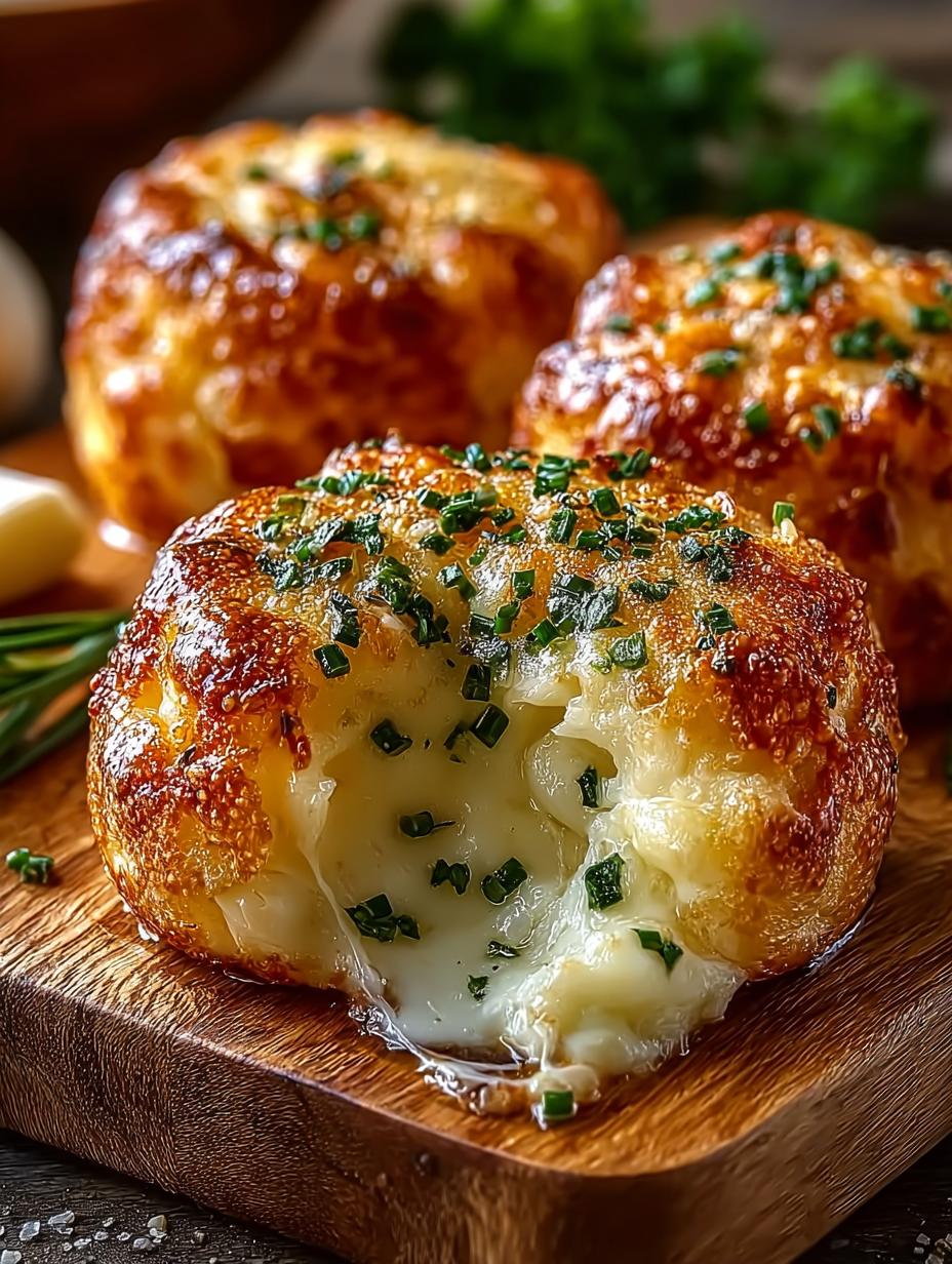 Garlic Butter Cheese Bombs: 12 Deliciously Cheesy Treats 4 Irresistible Garlic Butter Cheese Bombs fresh from the oven on a baking sheet