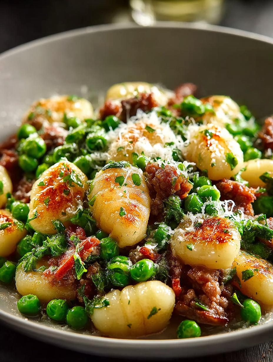 Delicious Gnocchi with Peas Sausage in 30 Minutes - Gnocchi with Peas Sausage - main visual representation