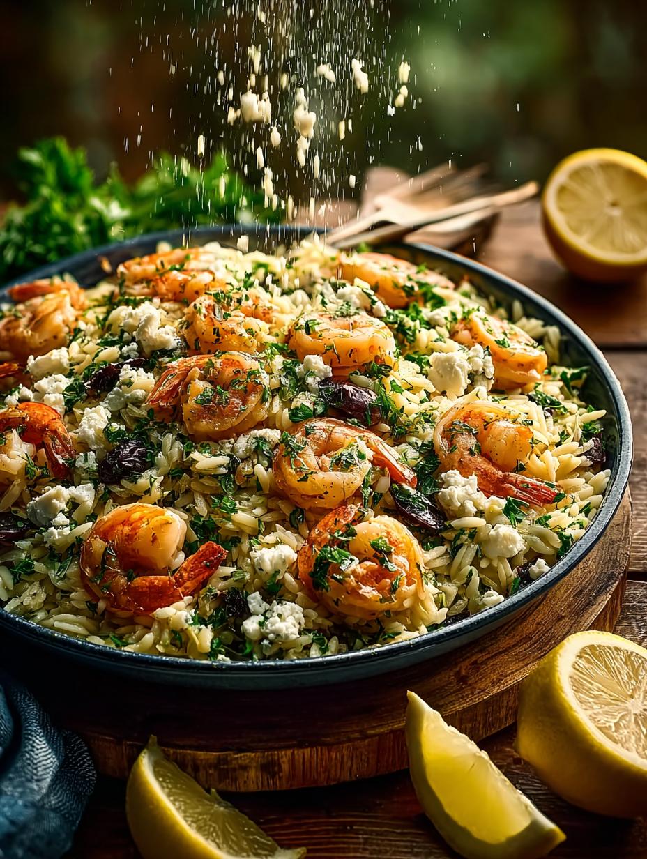 Lemon Feta Orzo Shrimp