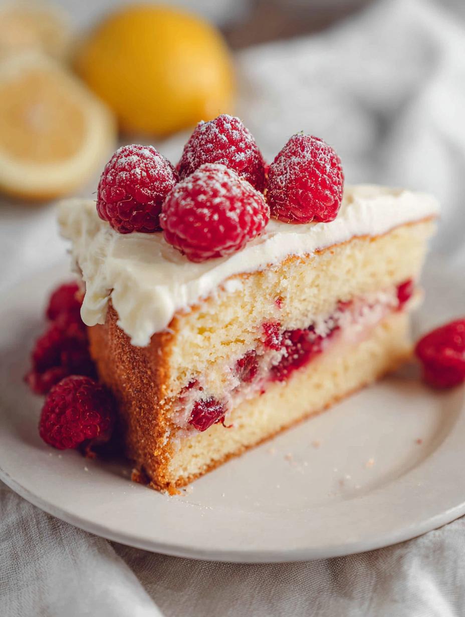 Delicious Lemon Raspberry Cake with Cream Cheese Frosting - Lemon Raspberry Cake - main visual representation