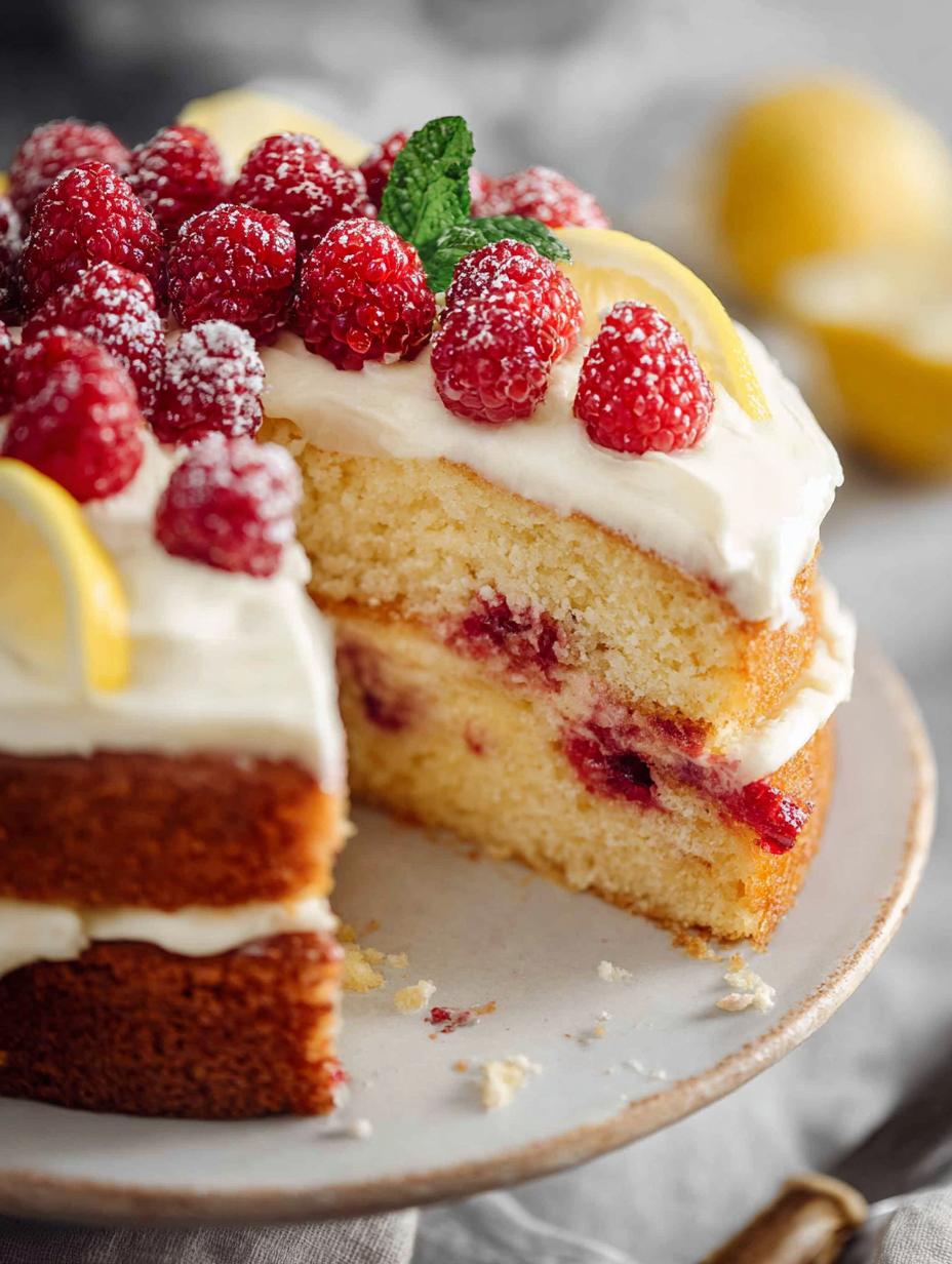 Delicious Lemon Raspberry Cake with Cream Cheese Frosting - Lemon Raspberry Cake - additional detail