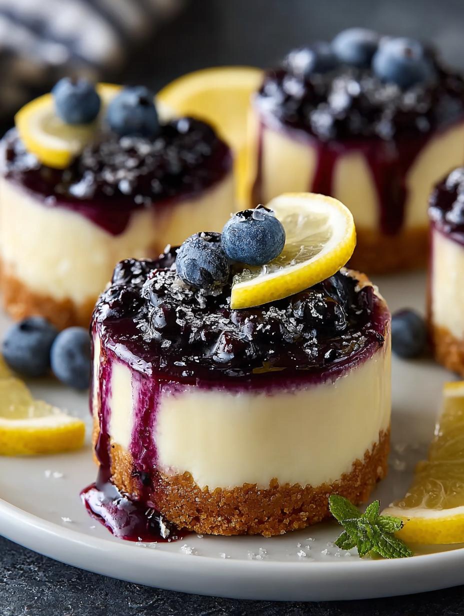 Mini Lemon Blueberry Cheesecakes