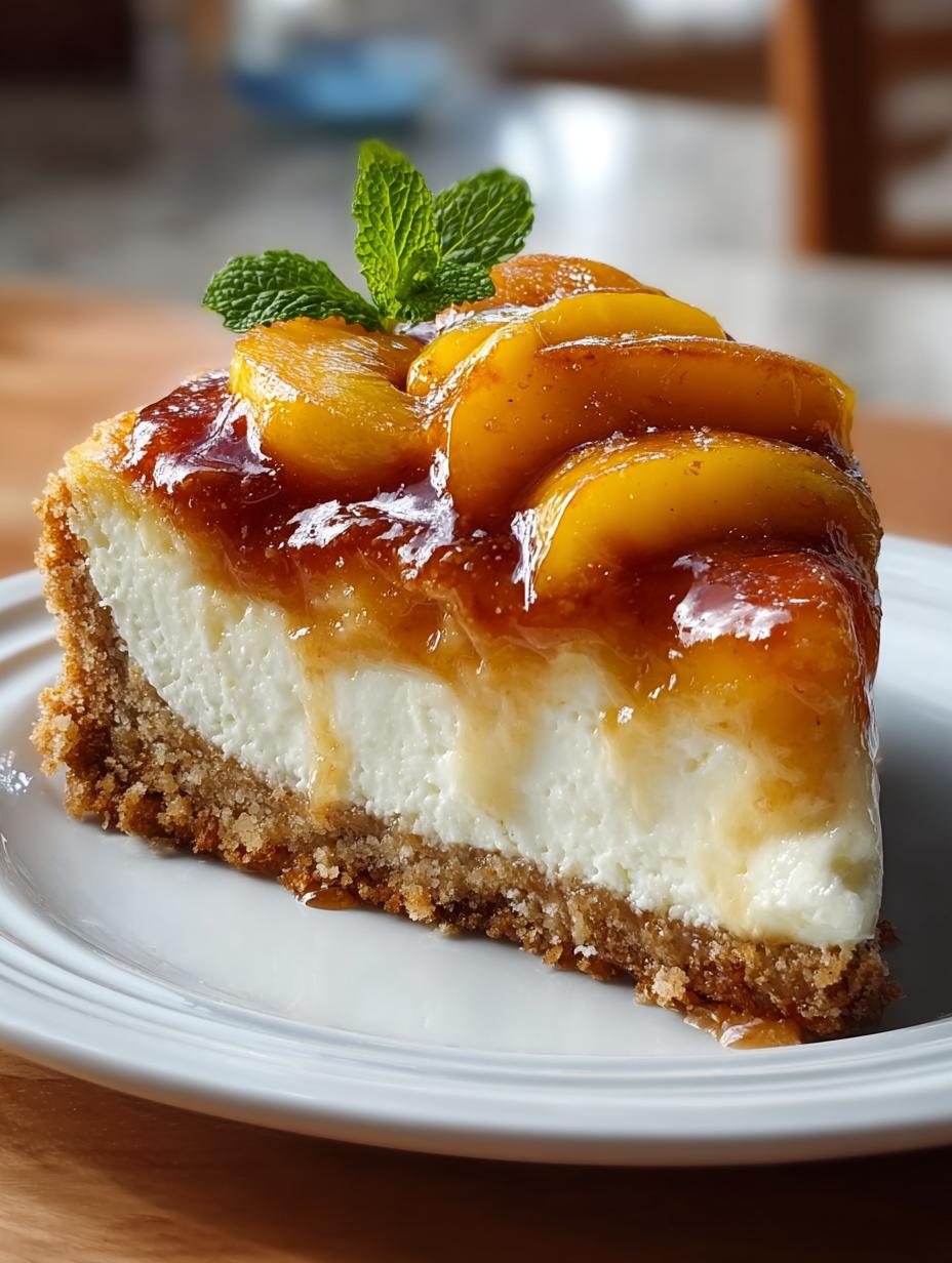 Peach Cobbler Cheesecake Fusion: 5 Layers of Delight - Peach Cobbler Cheesecake Fusion - additional detail