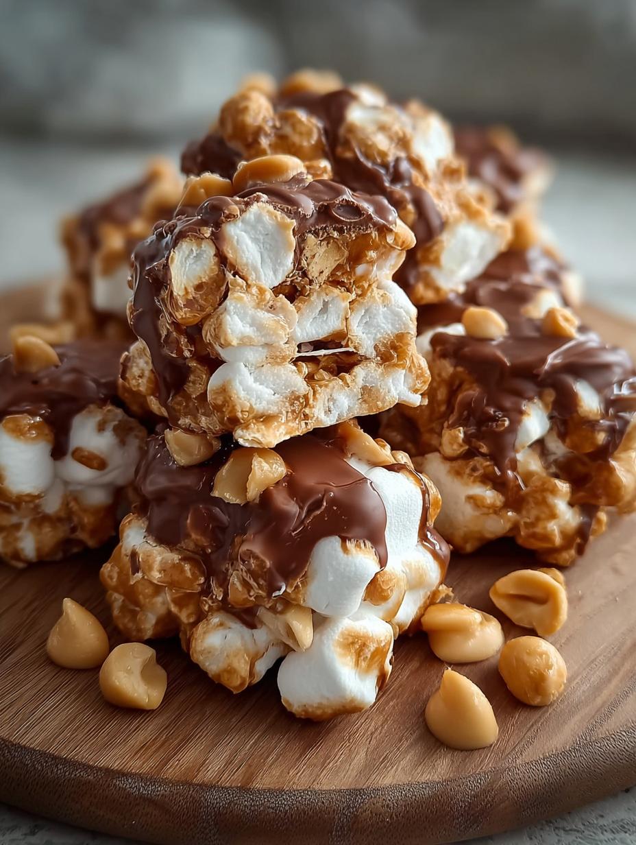 Irresistible Peanut Marshmallow Clusters ready to enjoy on a plate