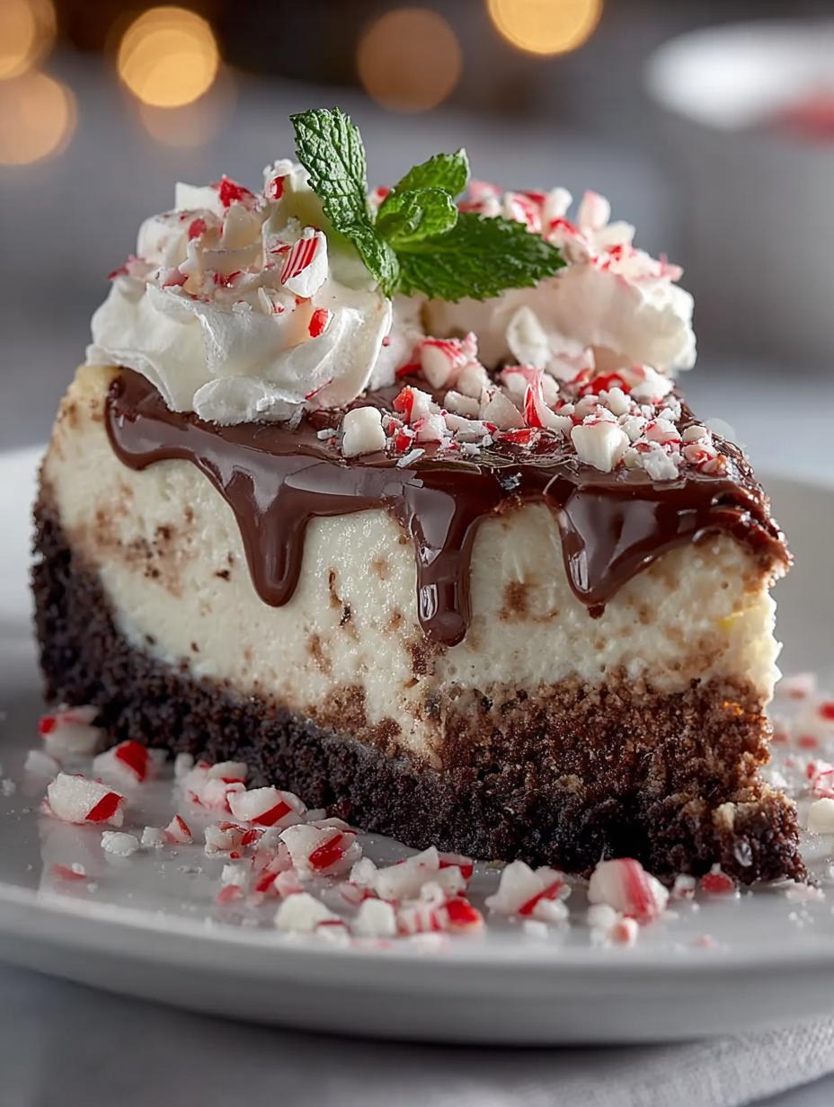 Delicious Peppermint Bark Cheesecake for the Holidays - Peppermint Bark Cheesecake - main visual representation