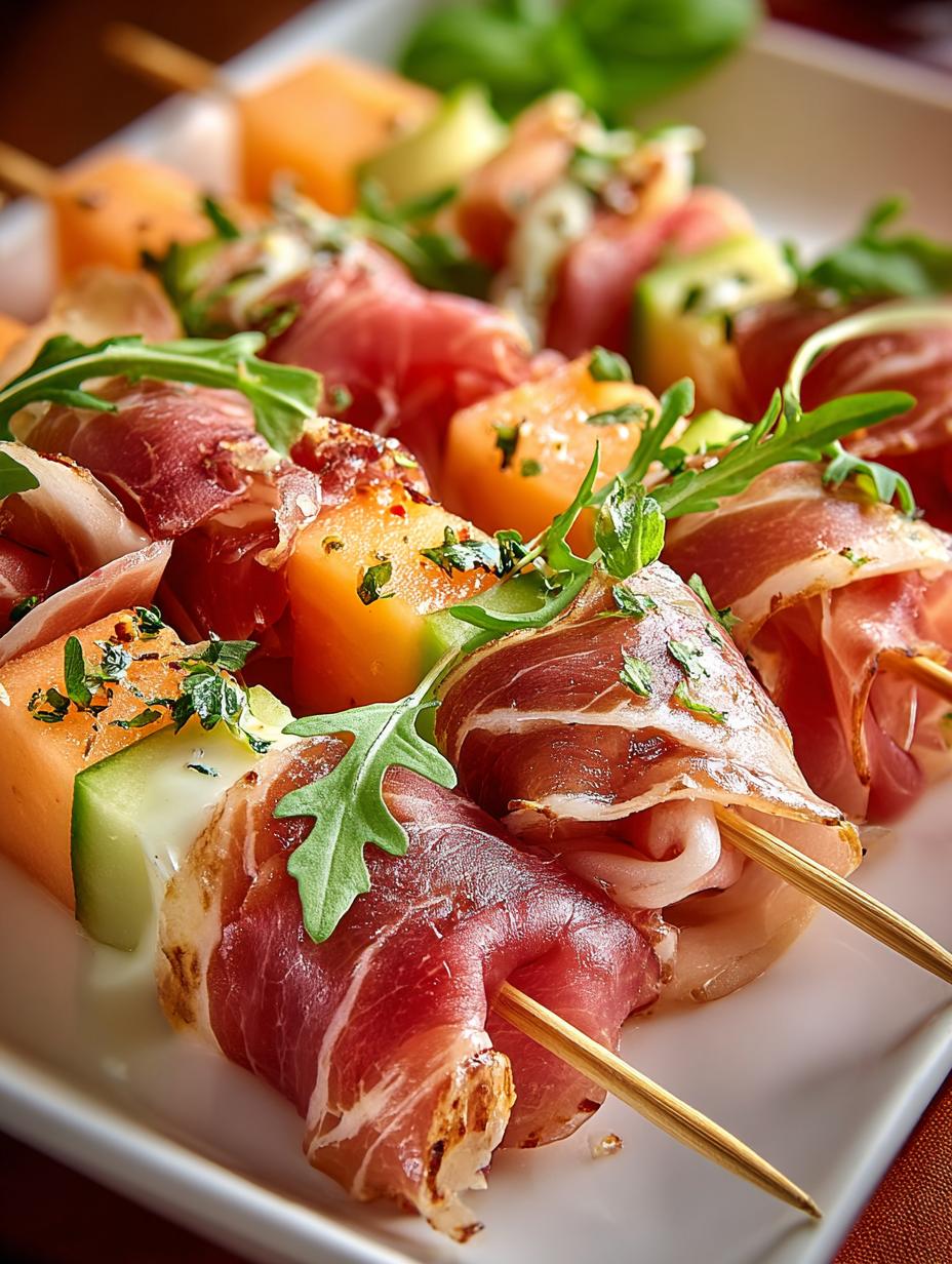 Delicious Prosciutto Melon Skewers for Summer Fun - Prosciutto Melon Skewers - additional detail