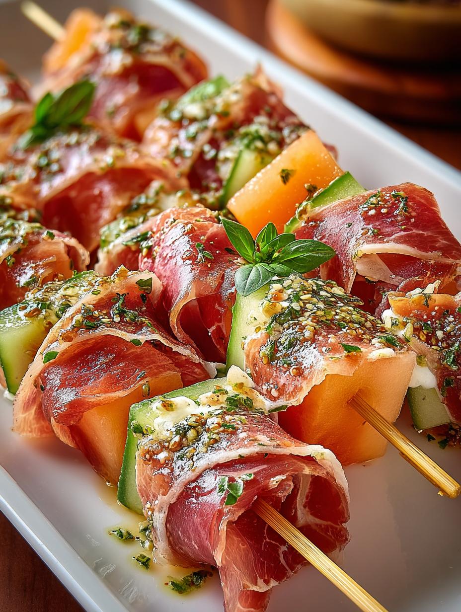 Prosciutto Melon Skewers