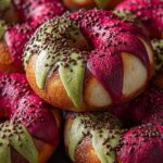 Raspberry Matcha Swirl Bagels