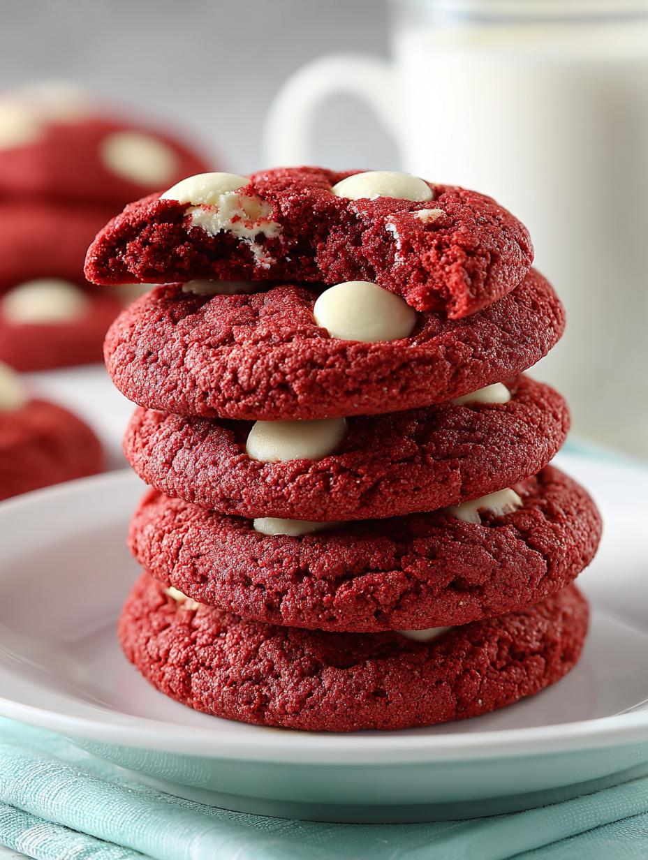 Irresistible Red Velvet Cake Mix Cookies fresh from the oven on a cooling rack