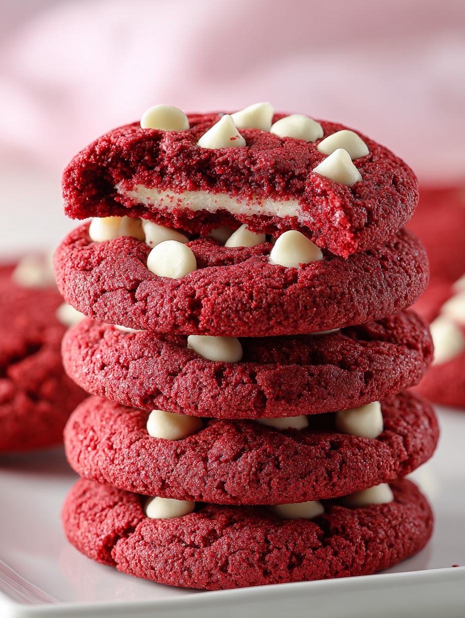 Delicious Red Velvet Cake Mix Cookies ready to serve on a plate
