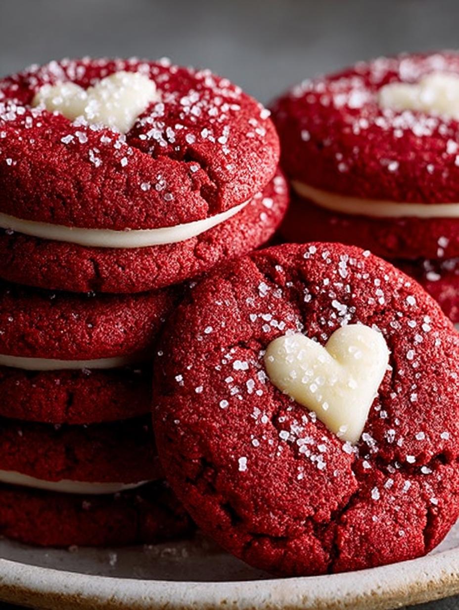 Delicious Red Velvet Sugar Cookies with a Sweet Surprise - Red Velvet Sugar Cookies - additional detail