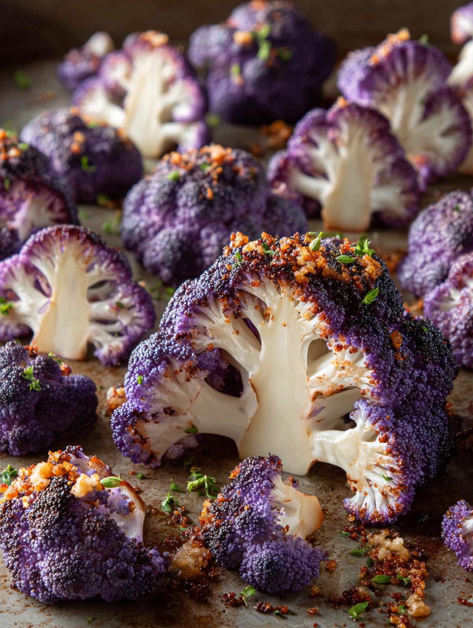 Delicious Roasted Purple Cauliflower Recipe for 4 People 4 Delicious Roasted Purple Cauliflower Recipe for 4 People - Roasted Purple Cauliflower - main visual representation