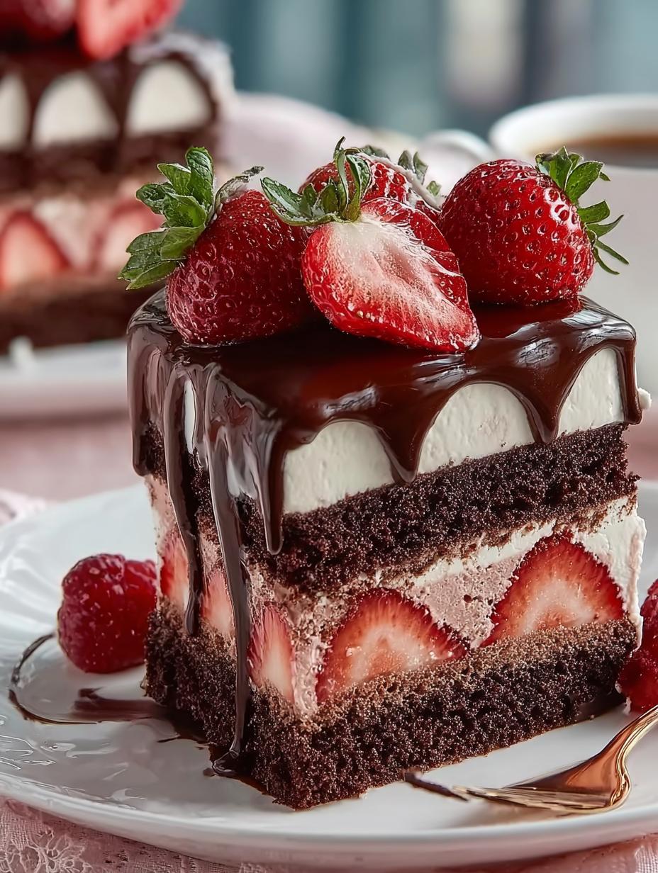 Strawberry Chocolate Shell Cake