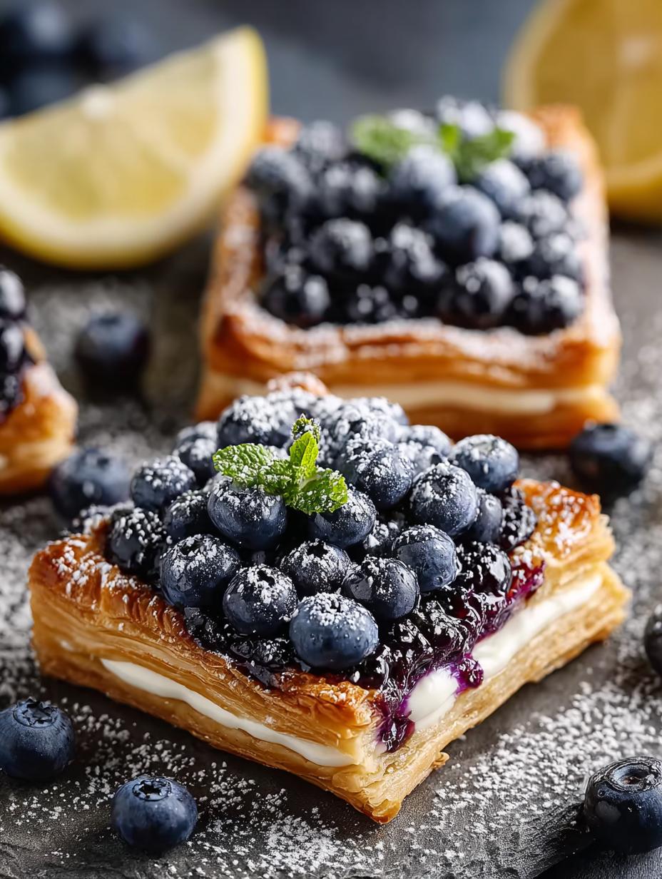 Delicious Blueberry Puff Pastry Tarts with Lemon Glaze - Blueberry Puff Pastry Tarts - main visual representation