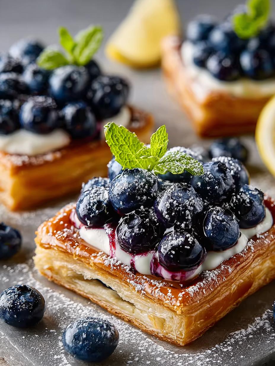 Delicious Blueberry Puff Pastry Tarts with Lemon Glaze - Blueberry Puff Pastry Tarts - additional detail