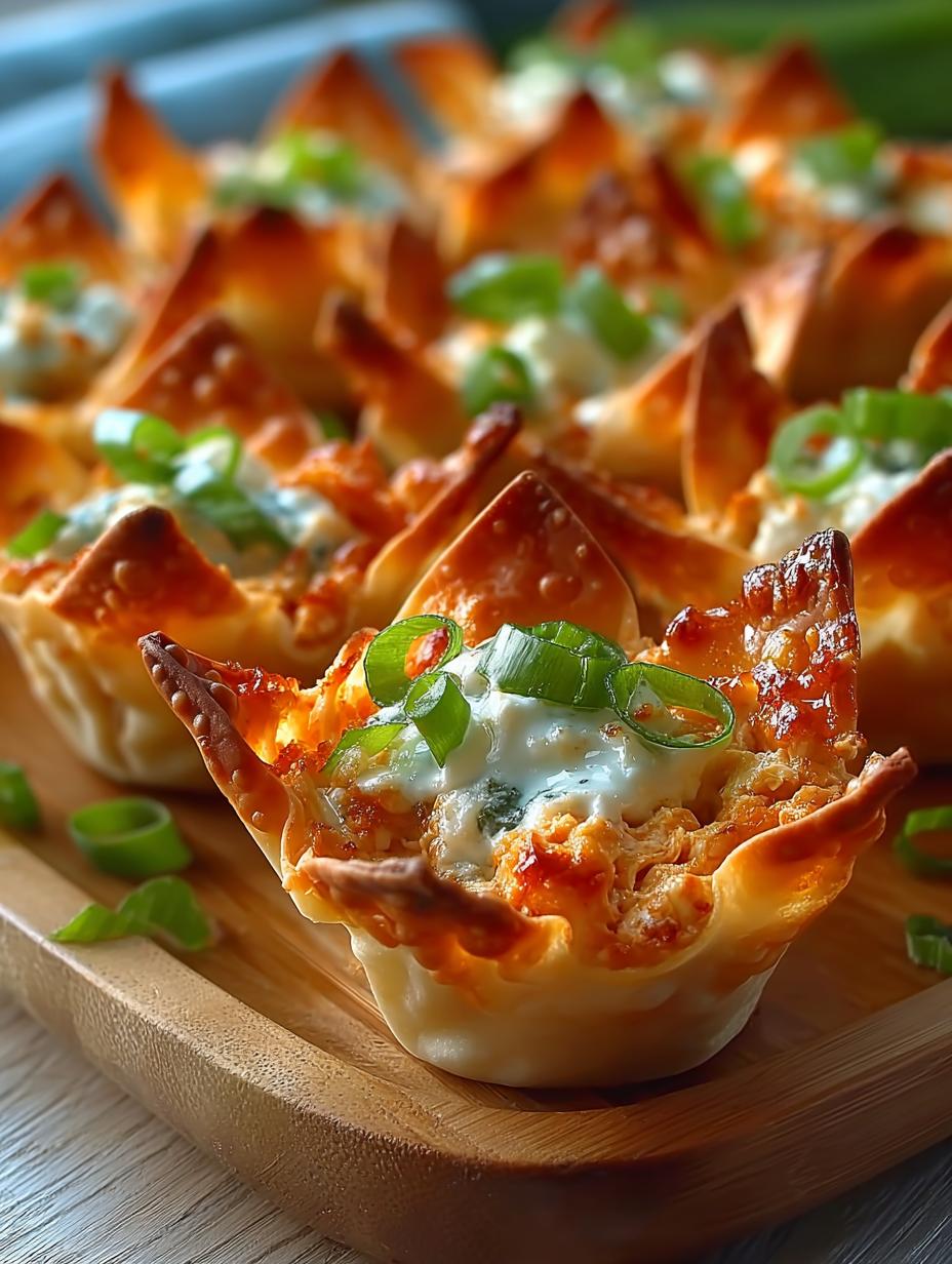 Delicious Buffalo Chicken Wonton Cups for Game Day - Buffalo Chicken Wonton Cups - main visual representation