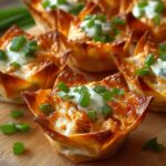 Buffalo Chicken Wonton Cups