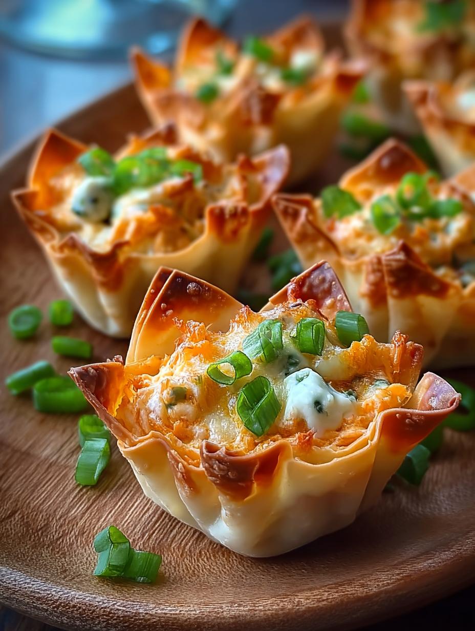 Delicious Buffalo Chicken Wonton Cups for Game Day - Buffalo Chicken Wonton Cups - additional detail