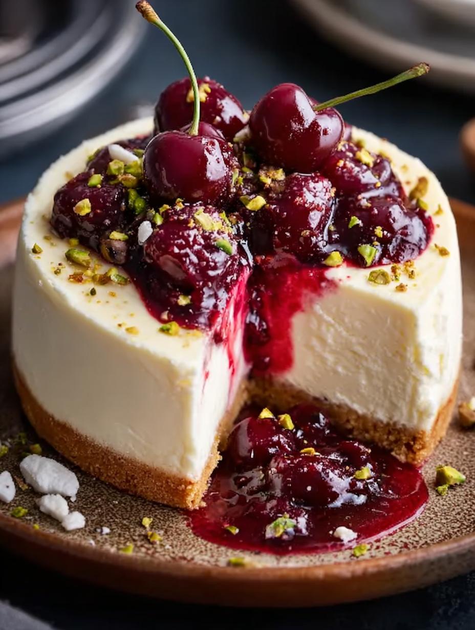 Cherry Cheesecake with Pistachio