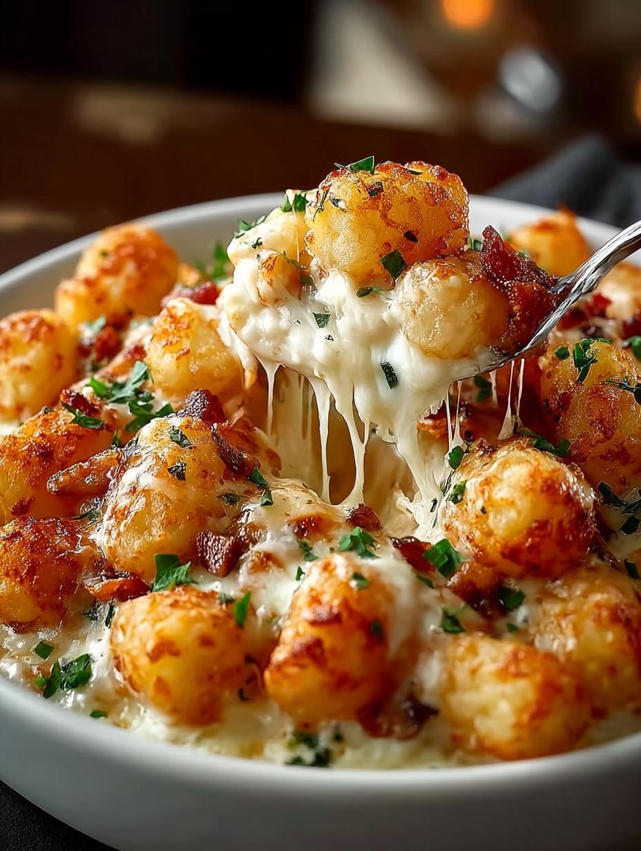 Delicious Chicken Alfredo Tater Tot Casserole Recipe - Chicken Alfredo Tater Tot - main visual representation