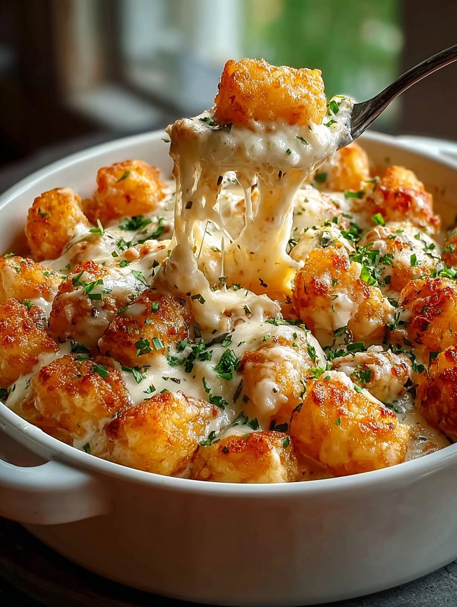 Delicious Chicken Alfredo Tater Tot Casserole Recipe - Chicken Alfredo Tater Tot - additional detail