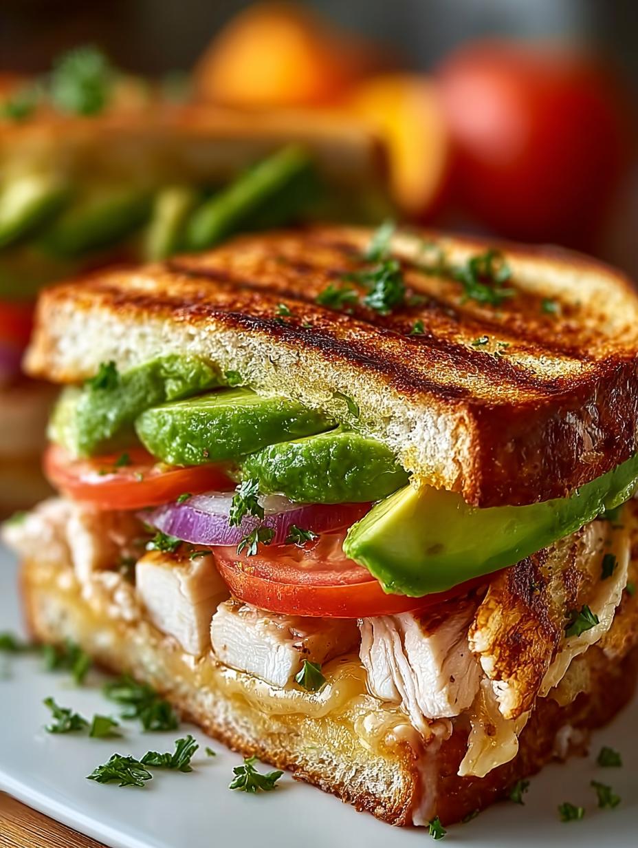 Irresistible Chicken Avocado Melt Sandwich fresh off the grill