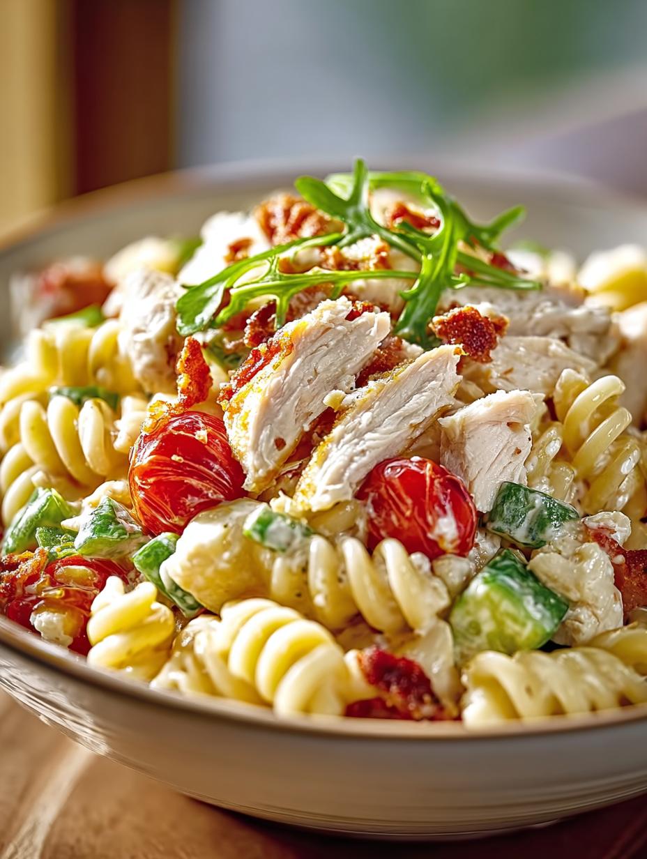 Savory Chicken Club Pasta Salad: Your Summer Delight 4 Savory Chicken Club Pasta Salad: Your Summer Delight - Chicken Club Pasta Salad - main visual representation