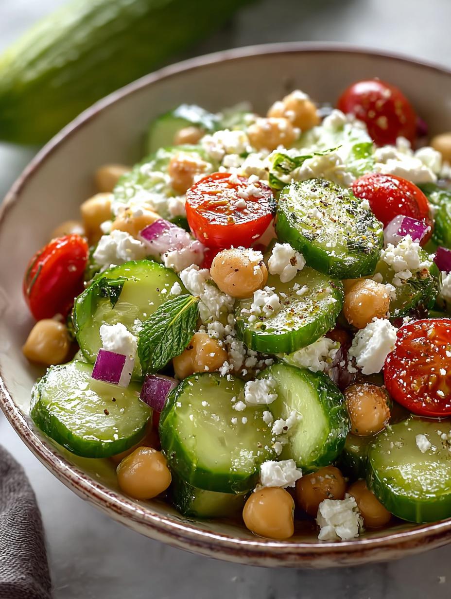 Chickpea Feta Cucumber Salad
