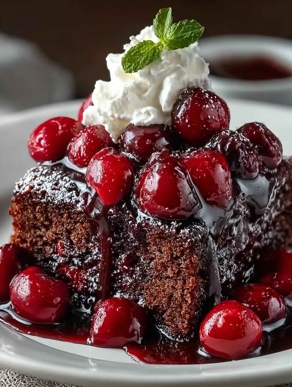 Delicious Chocolate Cherry Upside Down Cake Recipe - Chocolate Cherry Upside Down - main visual representation