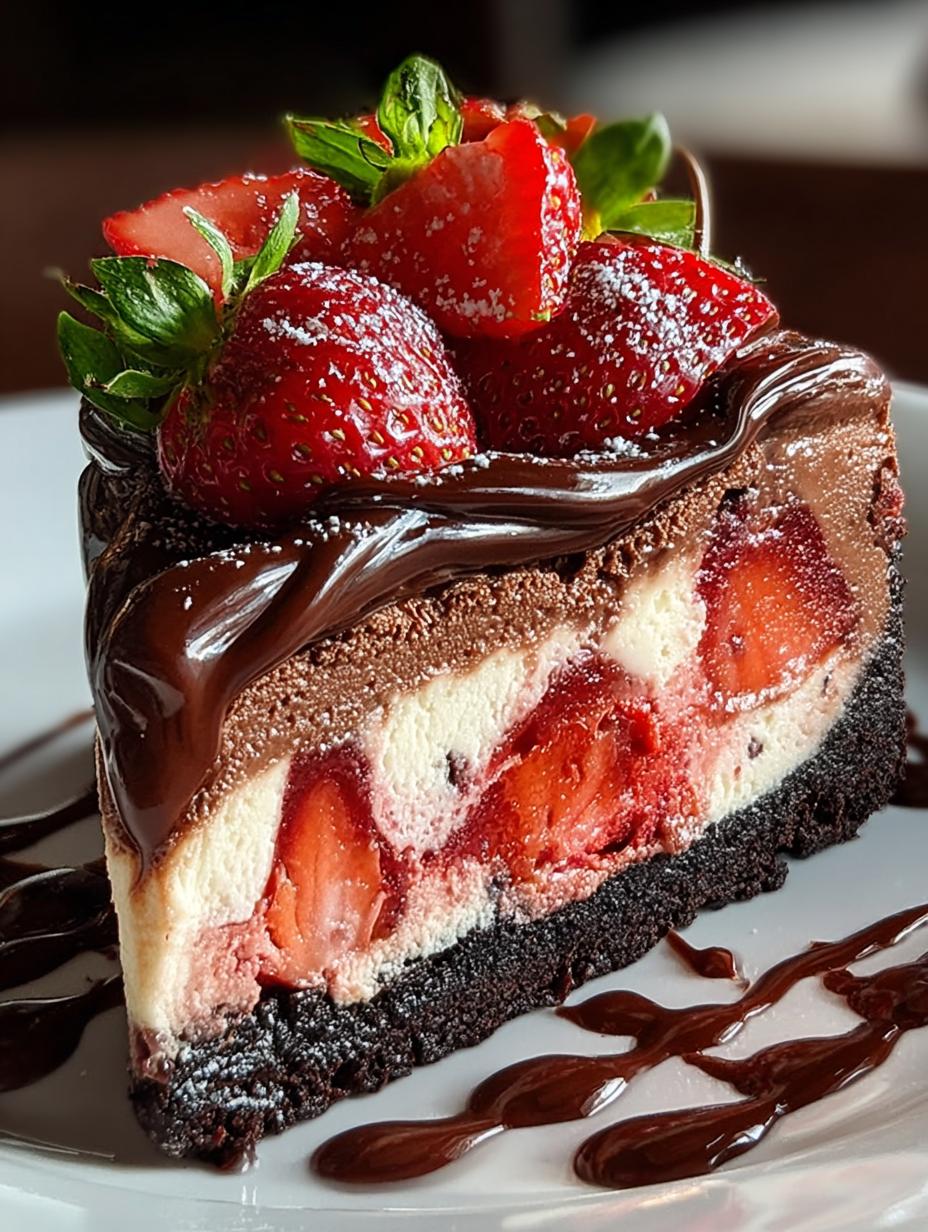 Chocolate Strawberry Swirl Cheesecake: 12 Decadent Layers - Chocolate Strawberry Swirl Cheesecake - additional detail