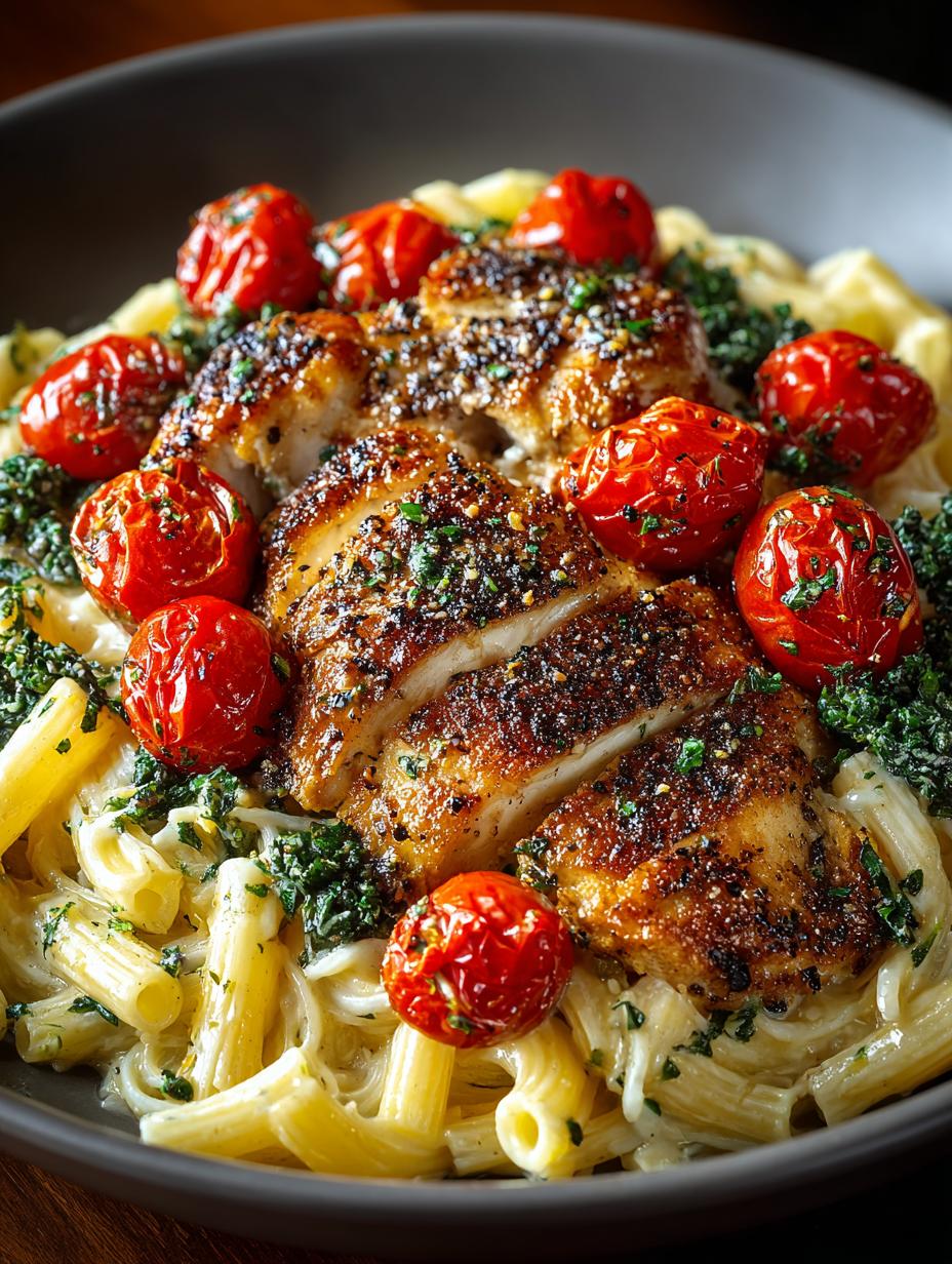 Delicious Garlic Chicken with Roasted Tomatoes & Pasta - Garlic Chicken with Roasted - main visual representation