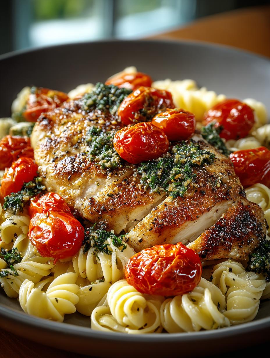 Delicious Garlic Chicken with Roasted Tomatoes & Pasta - Garlic Chicken with Roasted - additional detail