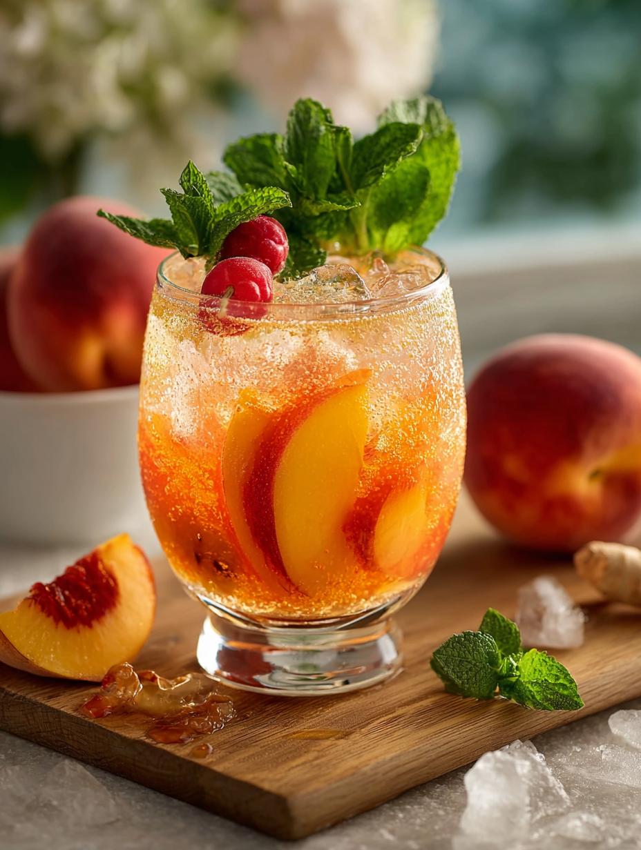 Ginger Peach Sparkler Mocktail