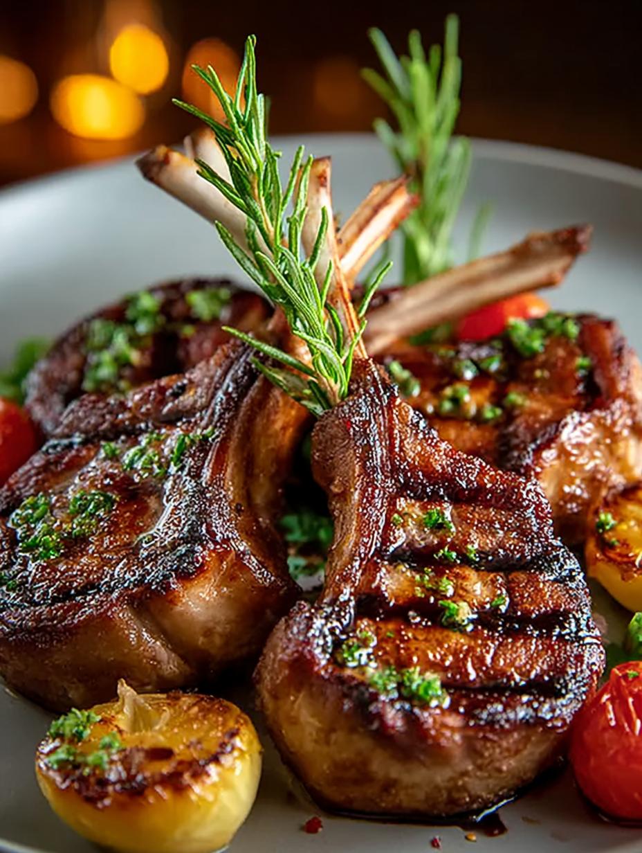 Grilled Lamb Chops with Rosemary Garlic Marinade for Dinner - Grilled Lamb Chops with - additional detail