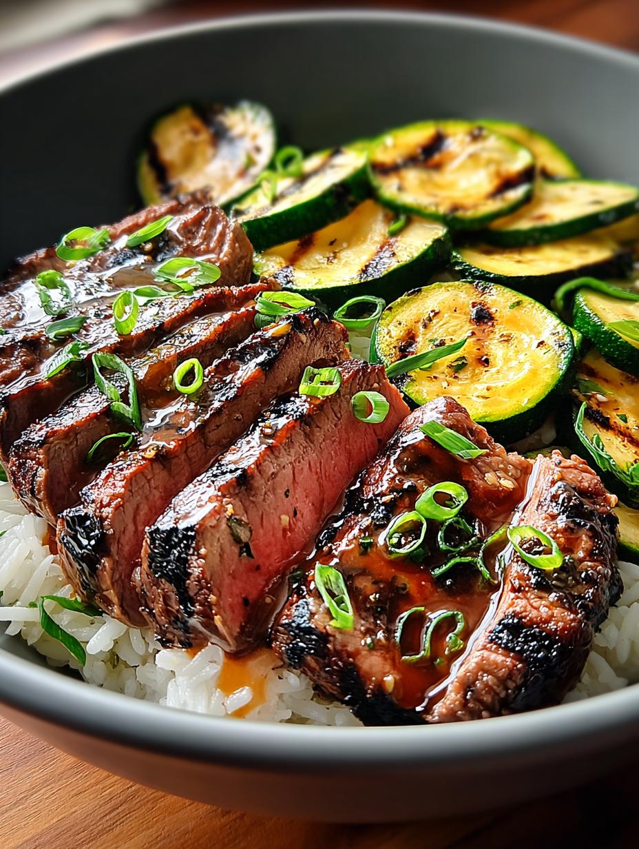 Grilled Steak Bowl with Zucchini and Spicy Sauce Delight - Grilled Steak Bowl with - additional detail