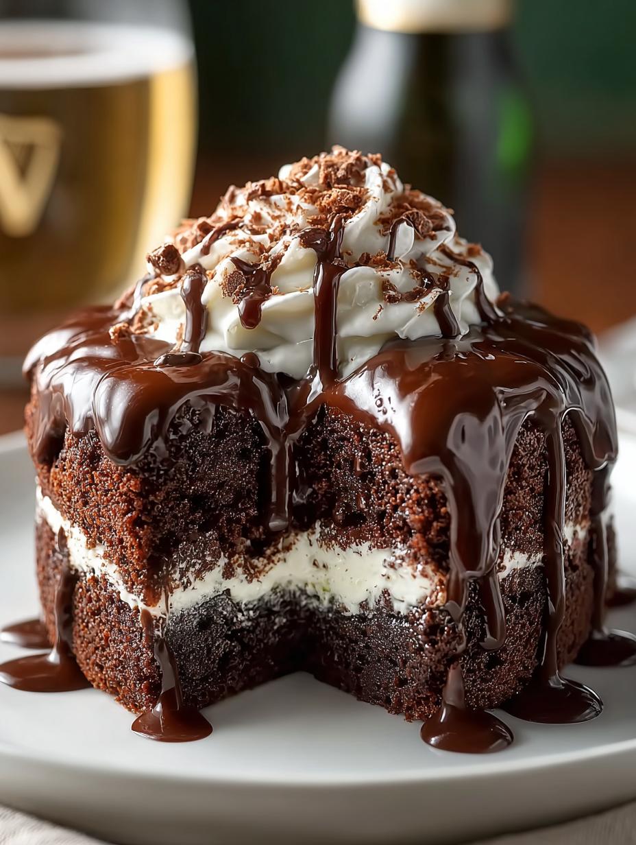 Irresistible Guinness Chocolate Poke Cake fresh from the oven on a cooling rack