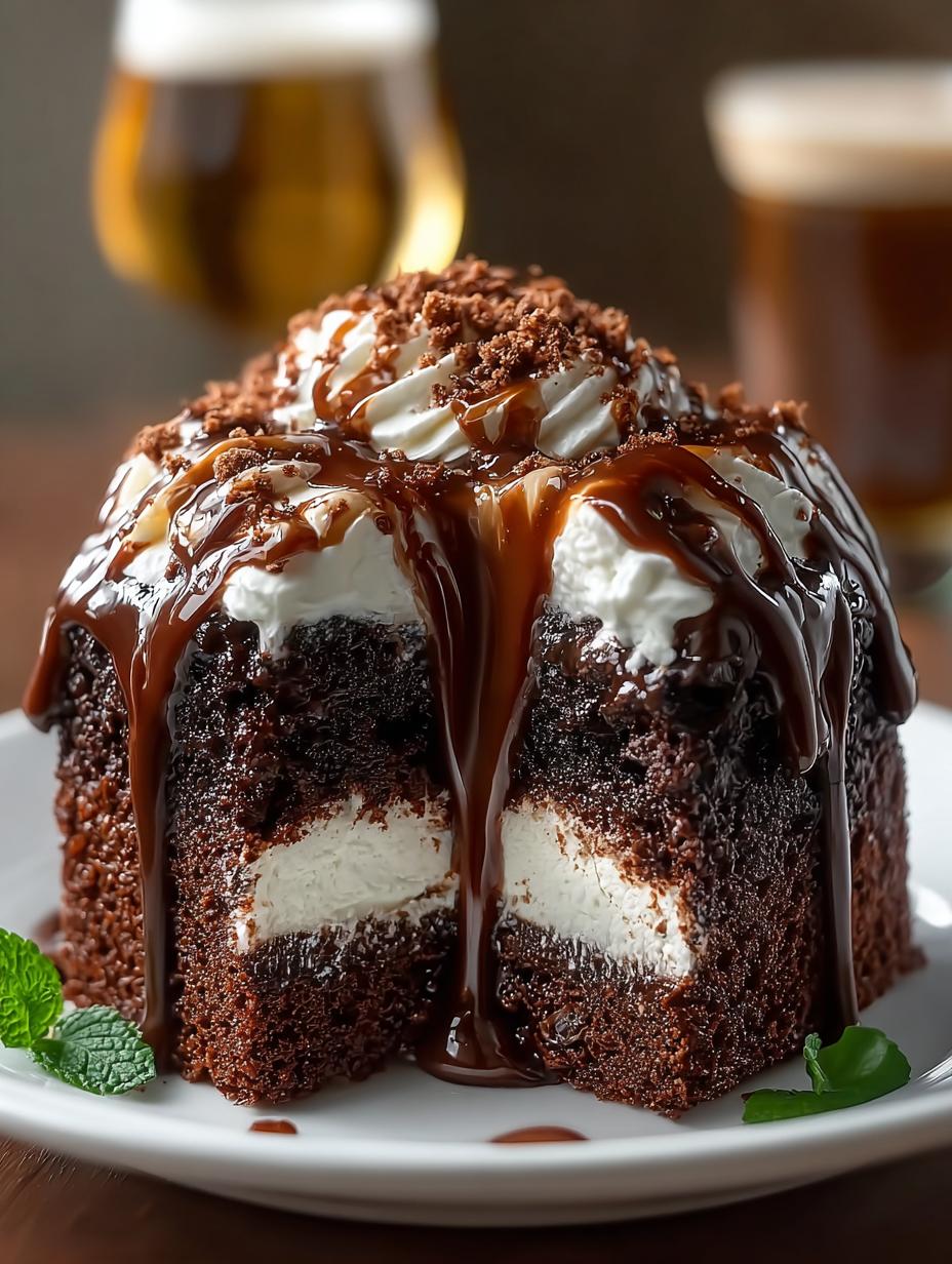 Guinness Chocolate Poke Cake