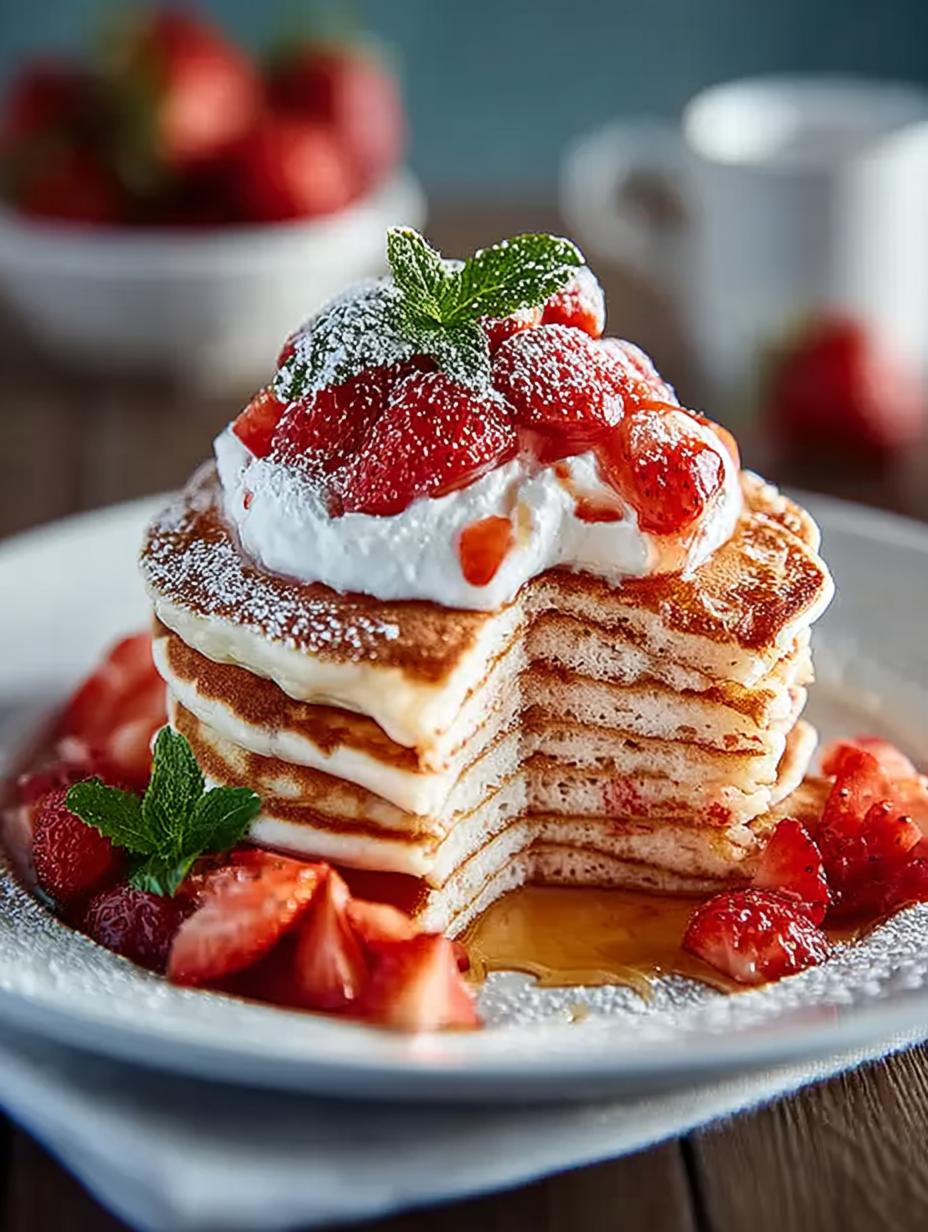 Heart Shaped Strawberry Pancake Stack: A Romantic Breakfast - Heart Shaped Strawberry Pancake - additional detail