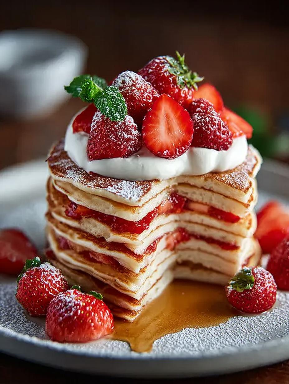 Heart Shaped Strawberry Pancake