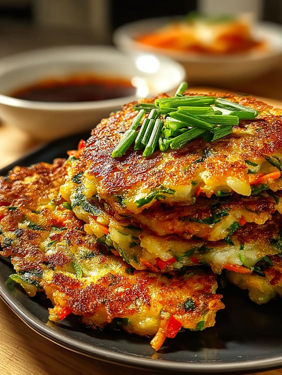 Crispy Korean Vegetable Pancakes: A Flavorful Delight 4 Crispy Korean Vegetable Pancakes: A Flavorful Delight - Korean Vegetable Pancakes - main visual representation