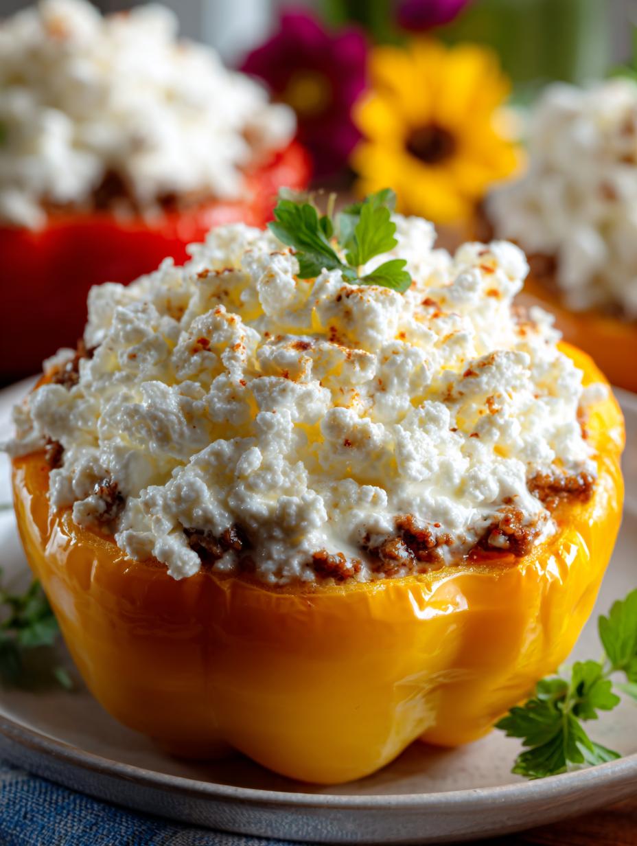 Irresistible Low Carb Cottage Cheese taco stuffed peppers fresh from the oven
