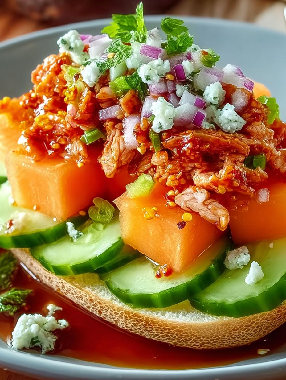 Melon Mosaic Salad with Hot Honey Vinaigrette Delight - Melon Mosaic Salad with - additional detail